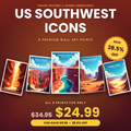 US Southwest Icons - 5 Premium Wall Art Prints Bundle