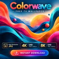 Colorwave free TV wallpaper with vibrant coral, turquoise and blue flowing abstract forms and 4K and 8K details