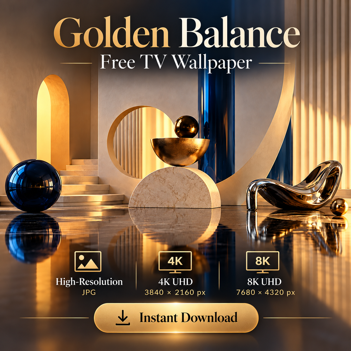 Golden Balance – Free 4K & 8K TV Wallpaper
