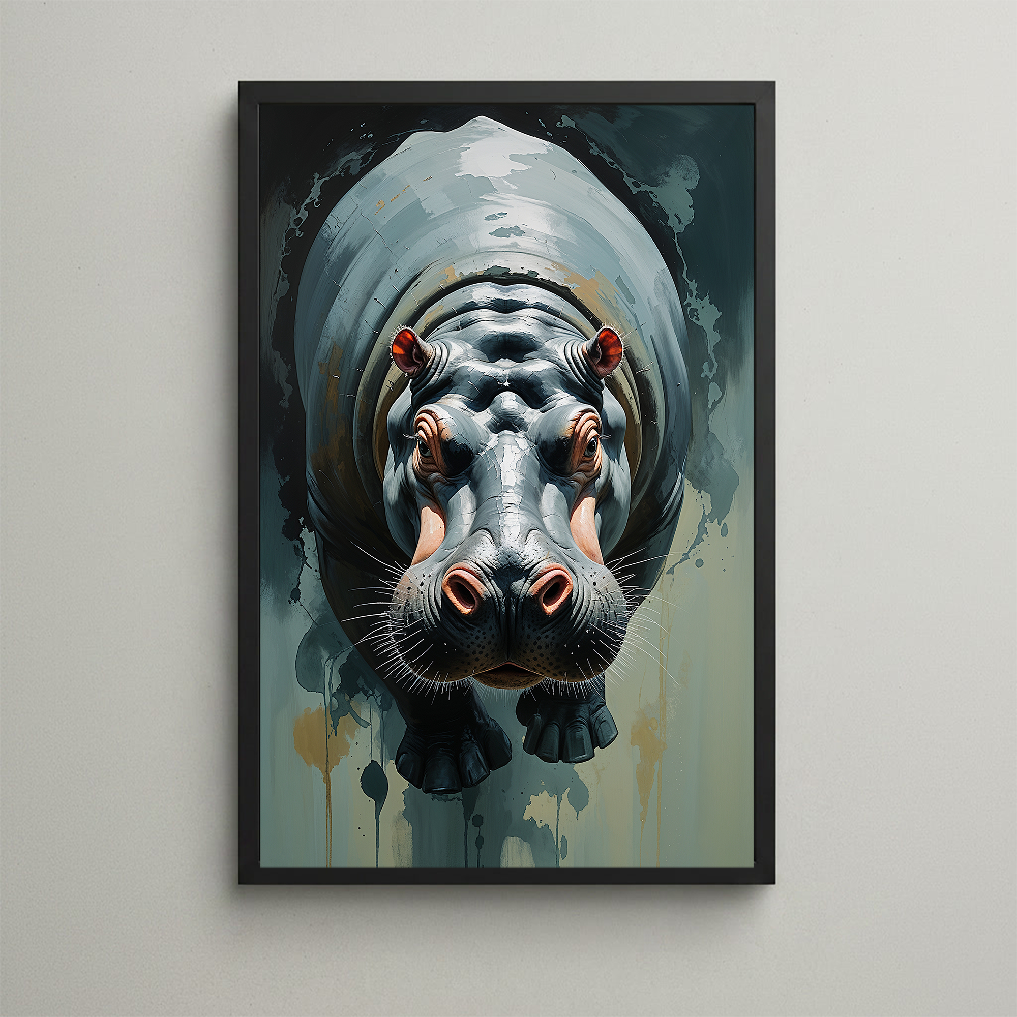 Abstract Hippopotamus Art Print | Digital Download