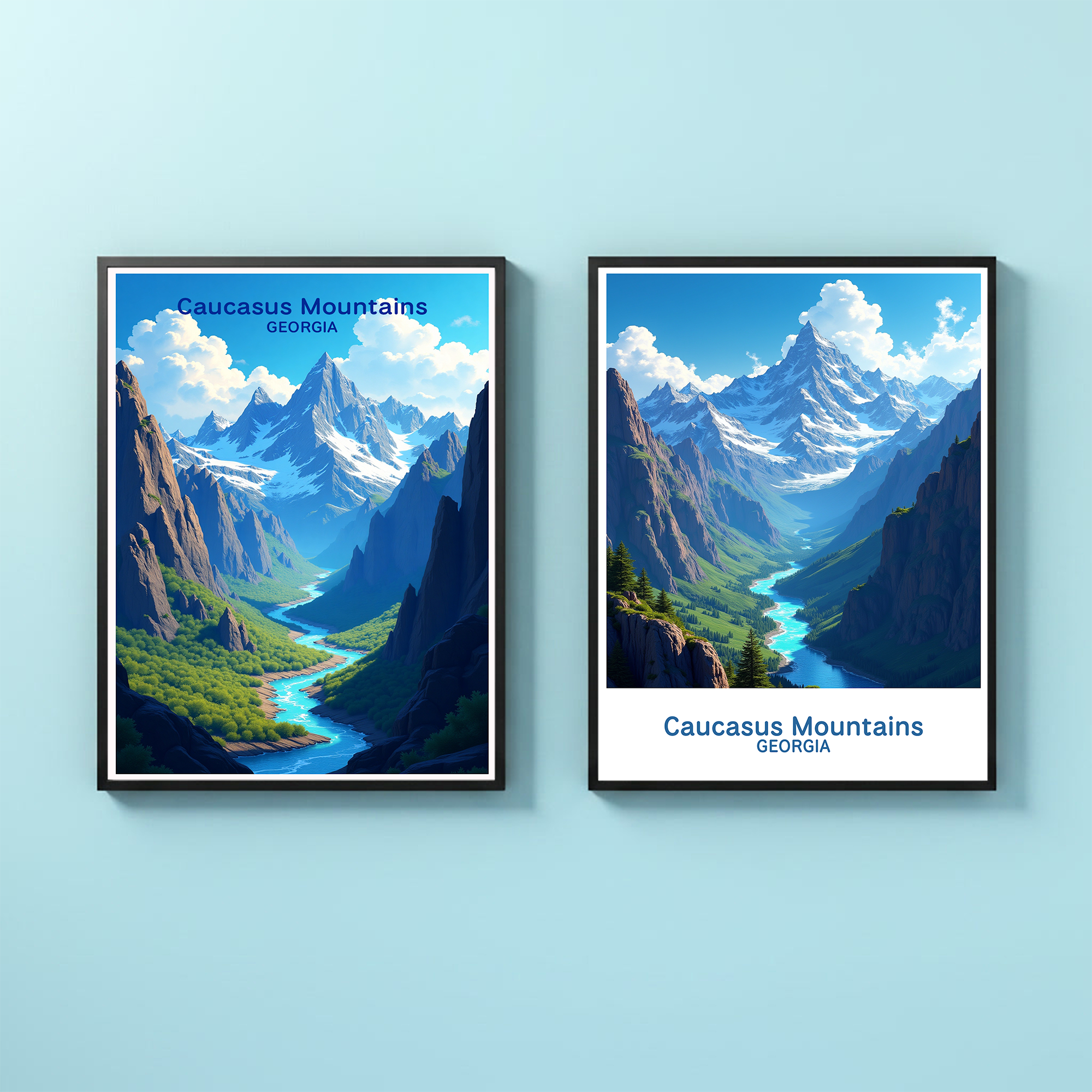 Digital art of the Caucasus Mountains by Reflectionare, showcasing rugged peaks and scenic landscape in detailed digital illustration.