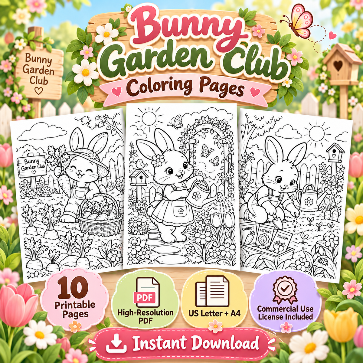 Bunny Garden Club Coloring Pages