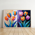 Vivid Impasto Oil Painting Tulip Art