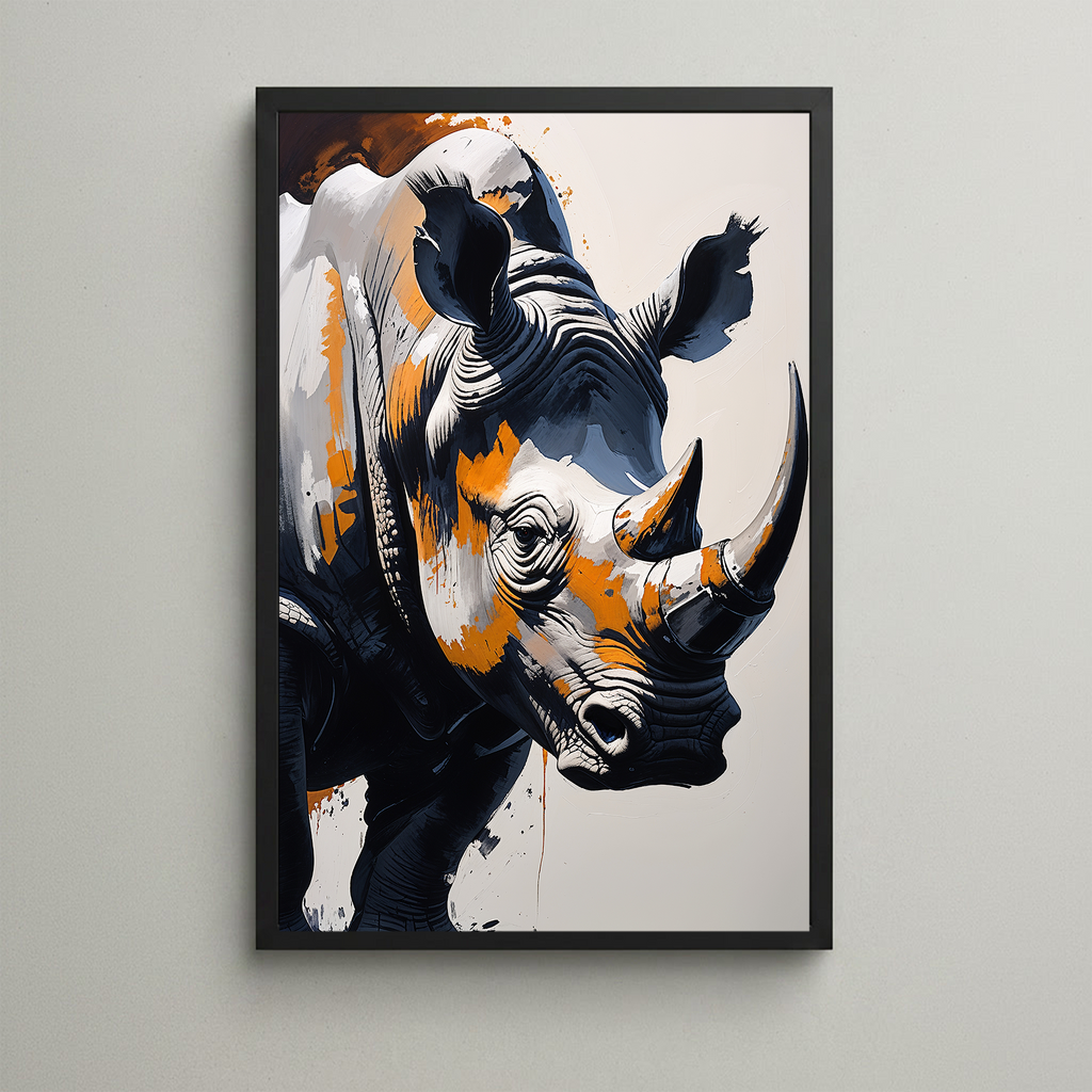 Abstract Rhino Portrait Wall Art | Digital Download