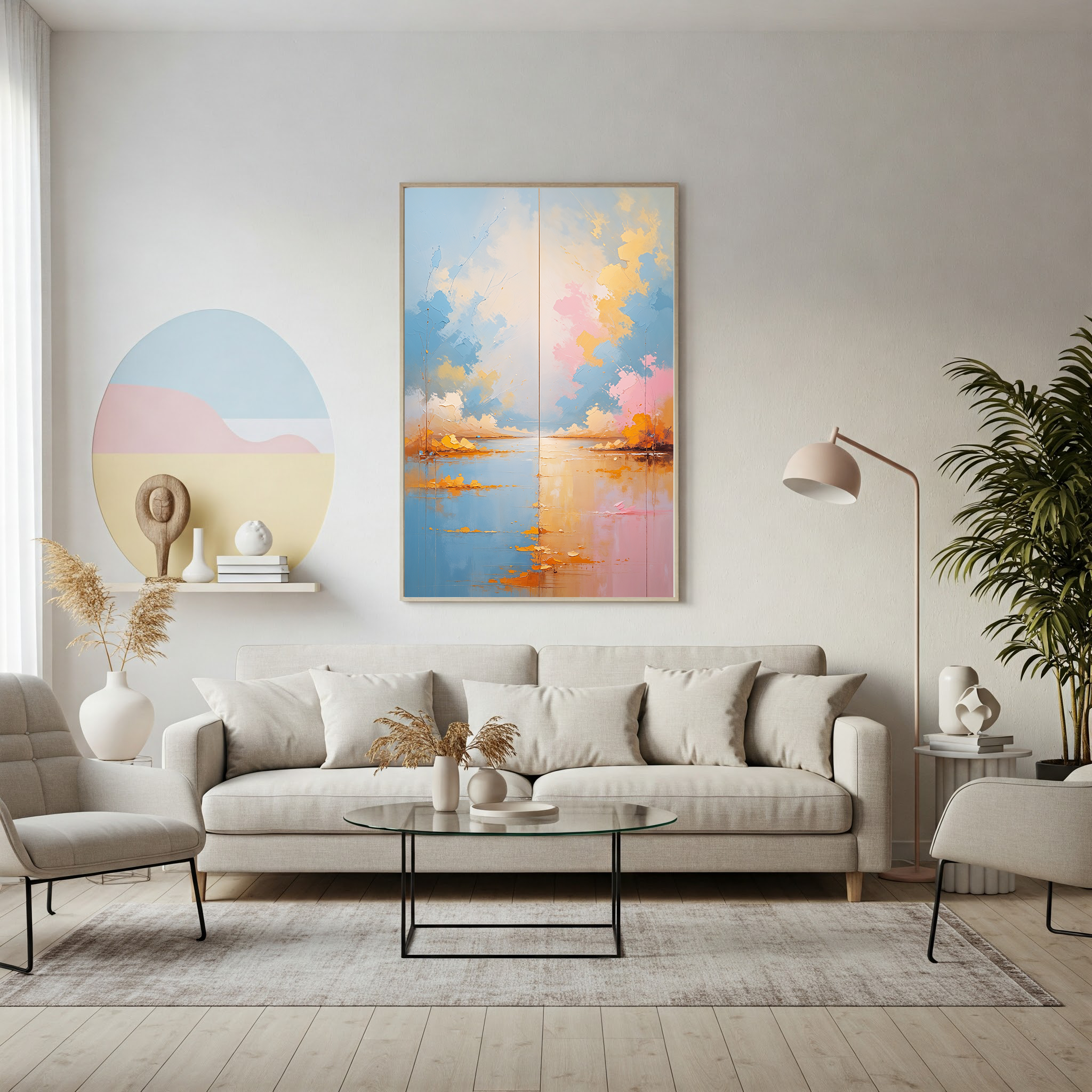 Twin Horizons Pastel Landscape Wall Art | Digital Download