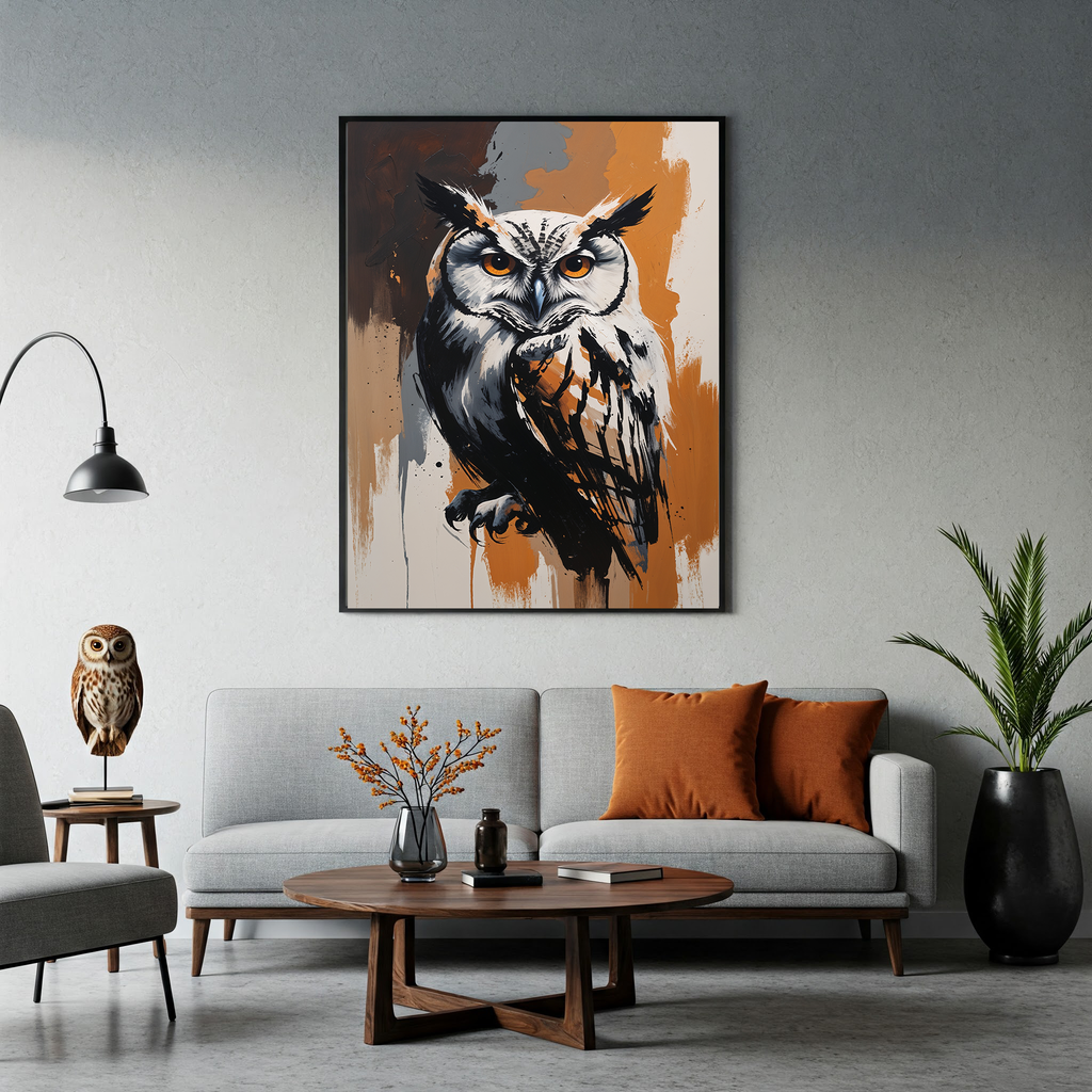 Abstract Great Horned Owl Wall Art Print | Digital Download