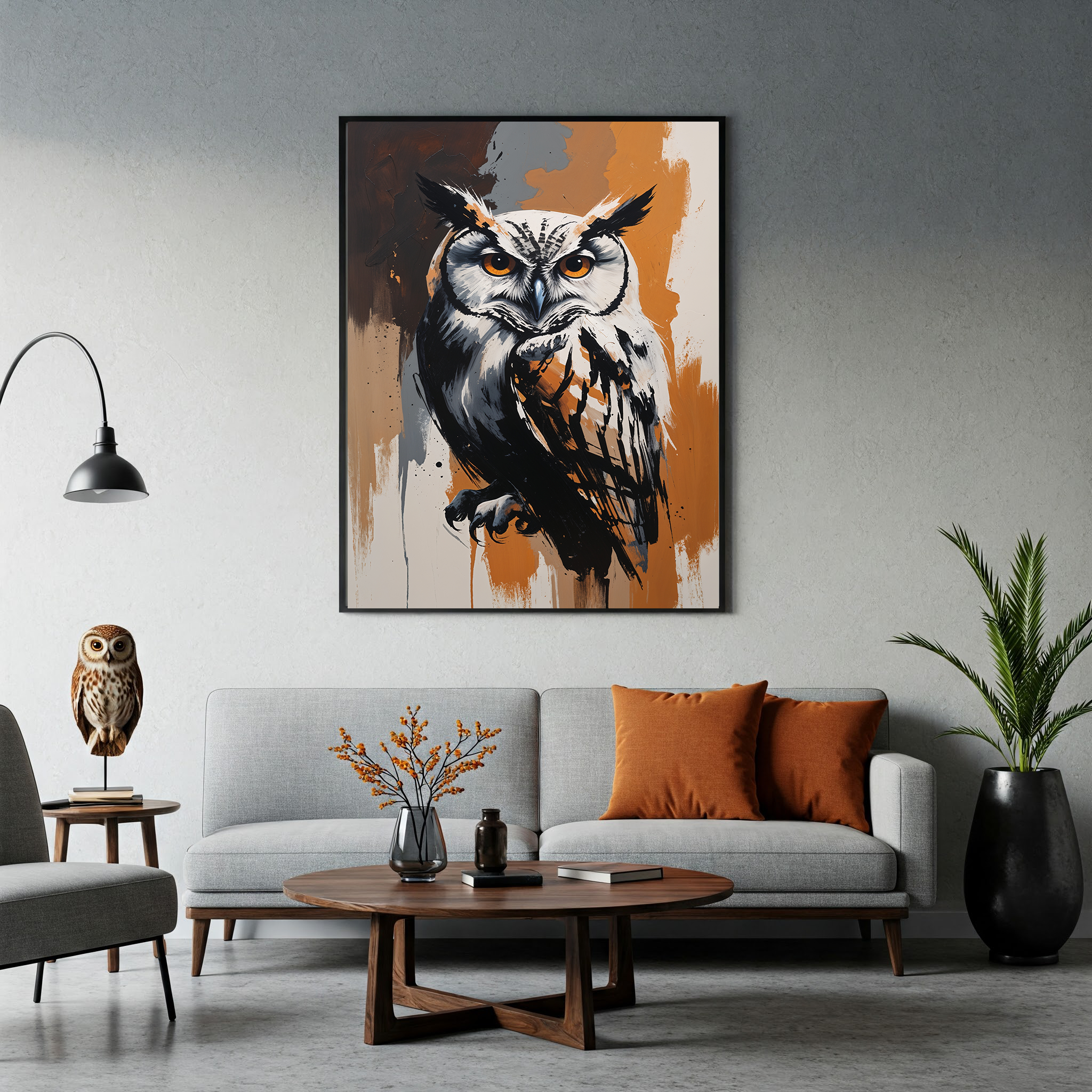 Abstract Great Horned Owl Wall Art Print | Digital Download