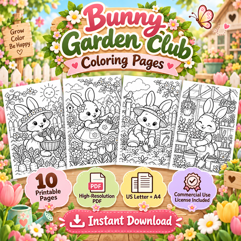 Bunny Garden Club Coloring Pages