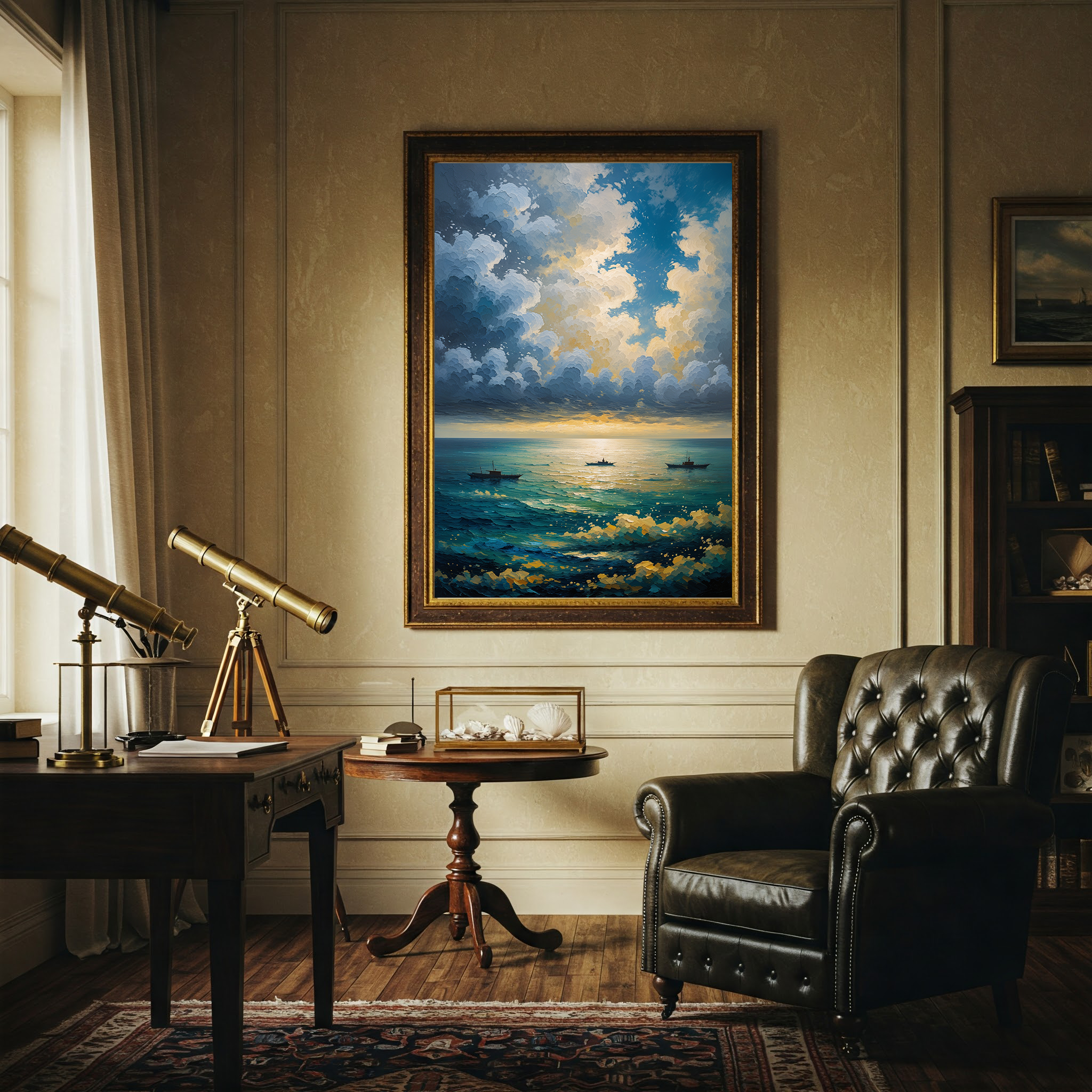 Vintage Naval Horizon Wall Art Print | Impressionist Ocean Decor
