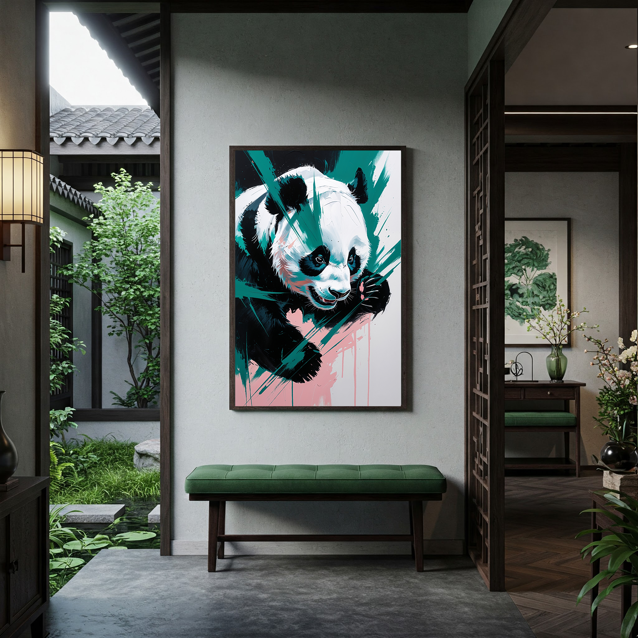 Abstract Giant Panda Portrait Wall Art | Digital Download