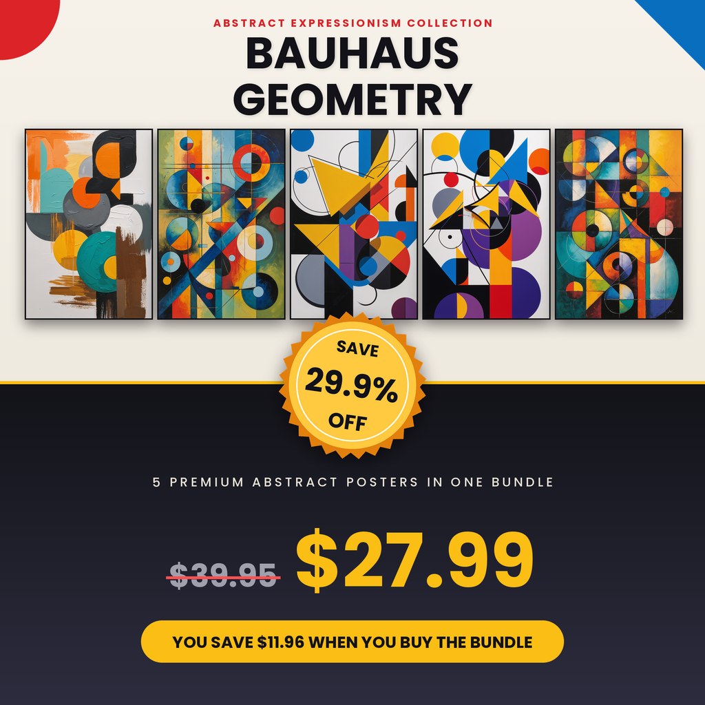 Bauhaus Geometry - 5 Premium Abstract Wall Art Prints Bundle