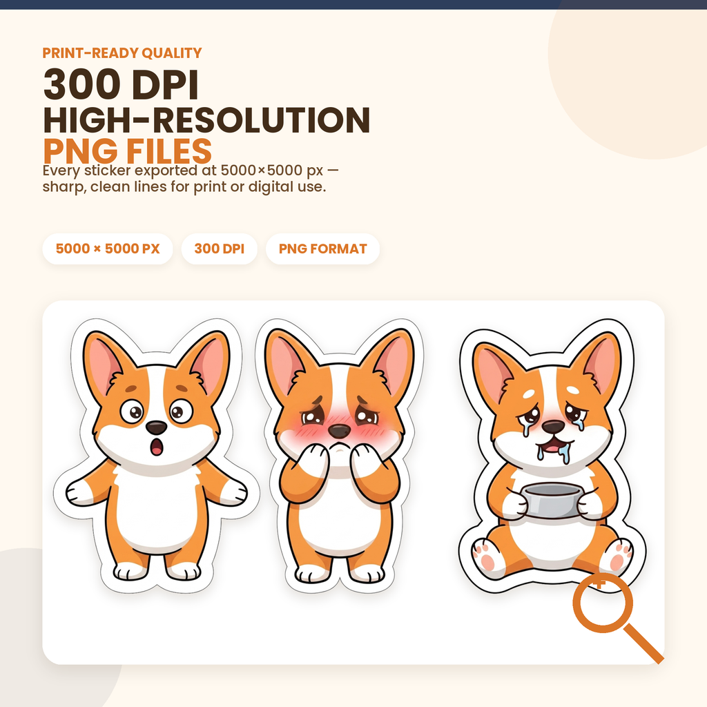 Cute Corgi Stickers Printable Dog PNG — alternate product preview