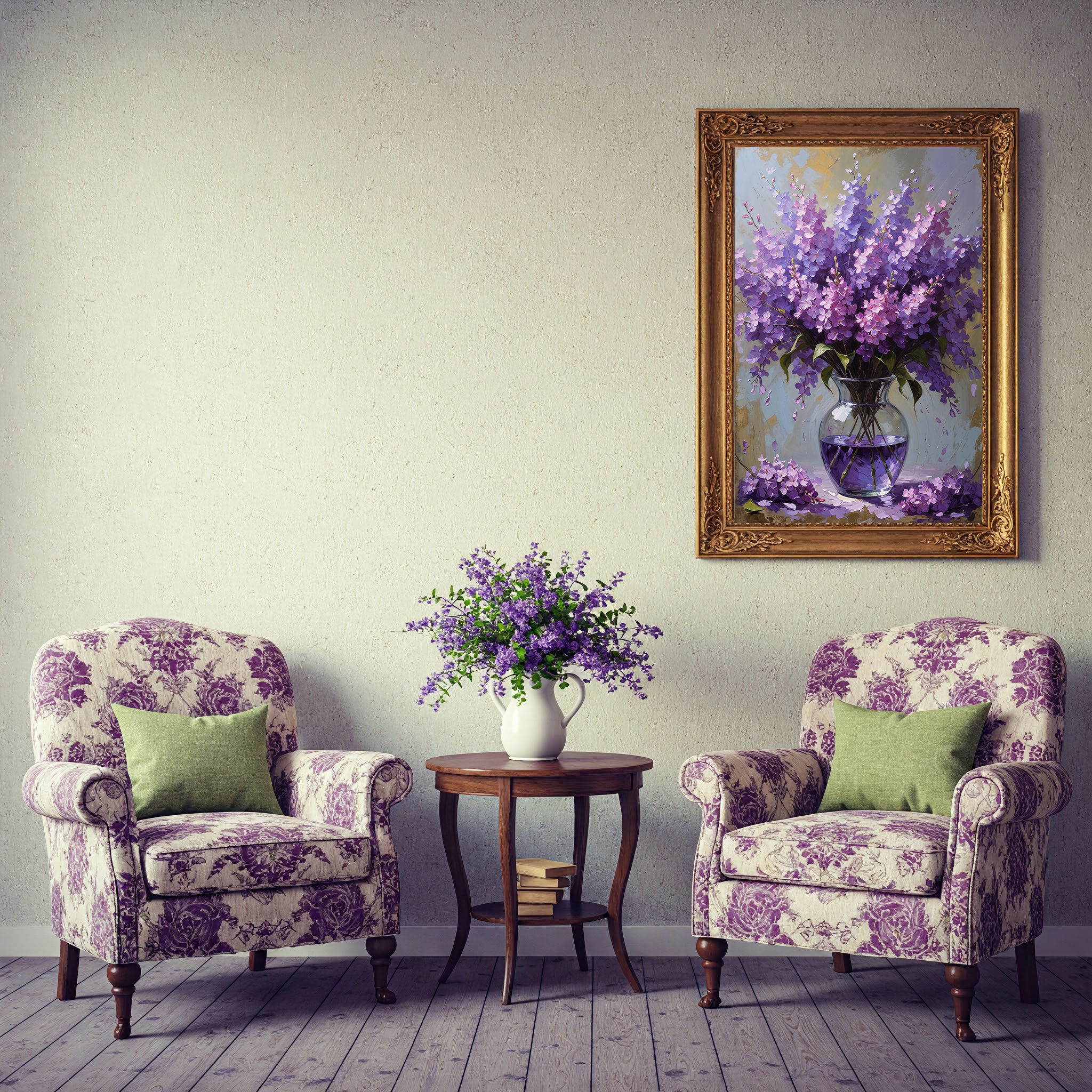 Vintage Lilac Bloom Wall Art Print | Impressionist Floral Decor