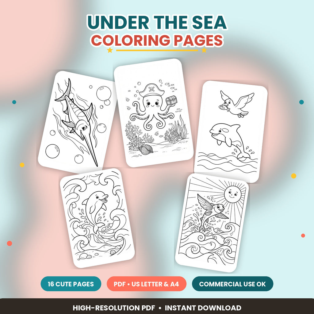 Under the Sea Coloring Pages | Digital Download