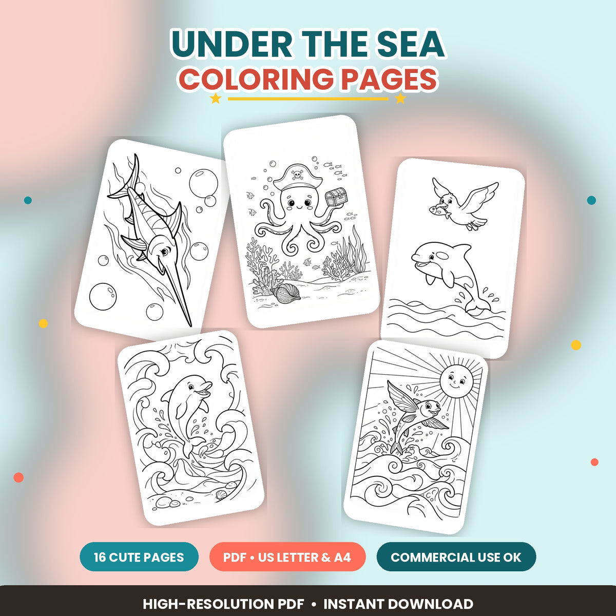Under the Sea Coloring Pages | Digital Download