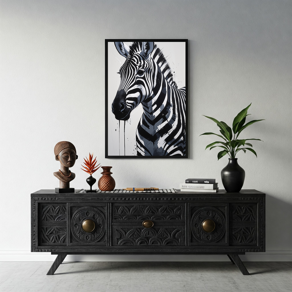 Abstract Zebra Portrait Wall Art | Digital Download