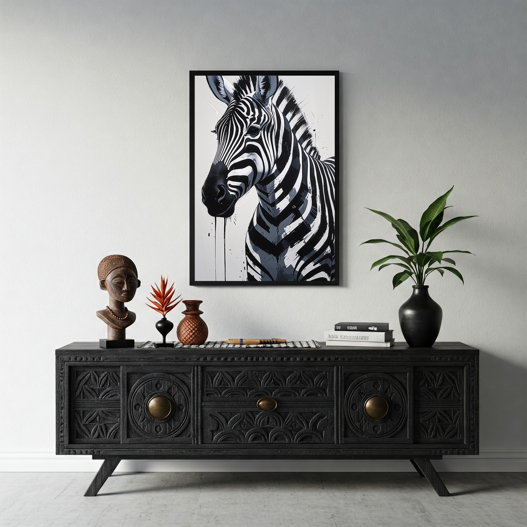 Abstract Zebra Portrait Wall Art | Digital Download