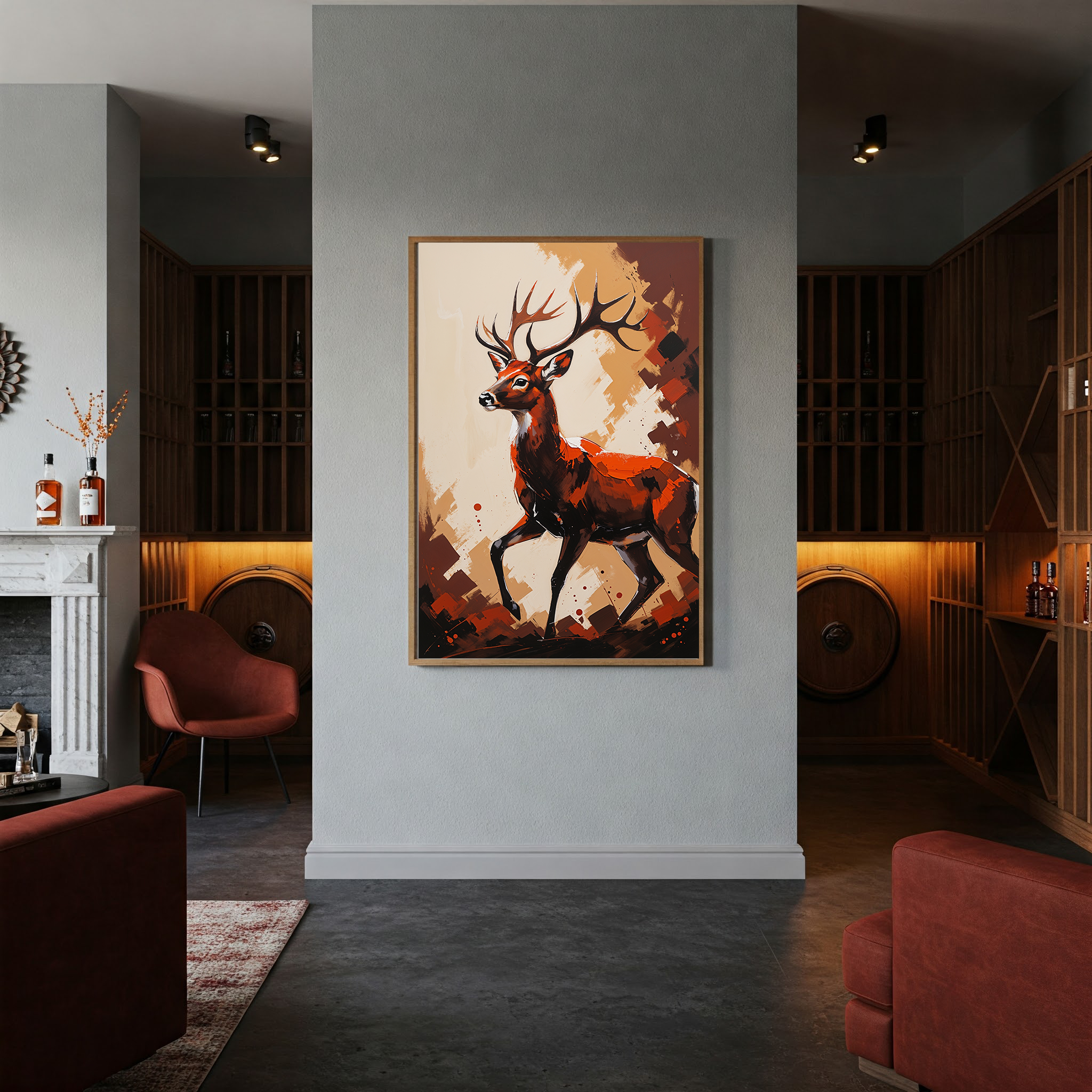 Abstract Stag Deer Full Body Wall Art | Digital Download