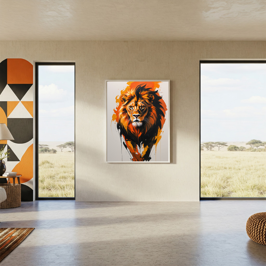 Modern Abstract Lion Wall Art | Digital Download