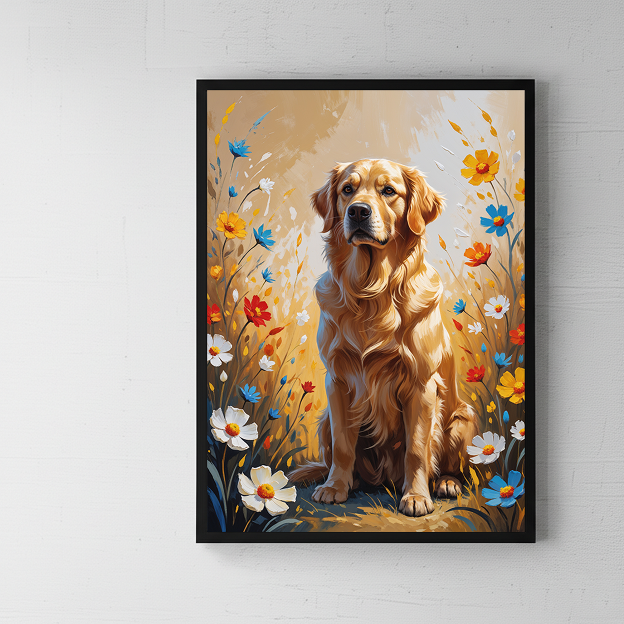 Golden Retriever in Wildflowers Wall Art | Digital Download