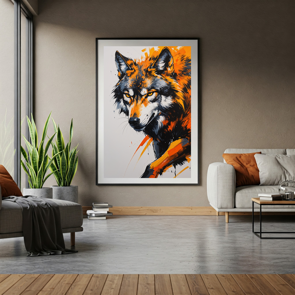 Abstract Wolf Face Wall Art Print | Digital Download