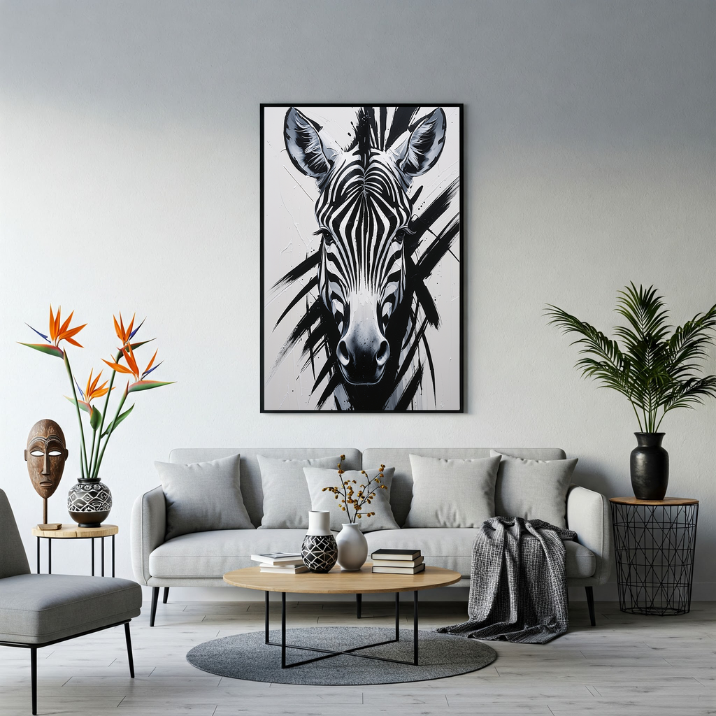Abstract Zebra Portrait Wall Art Print | Digital Download