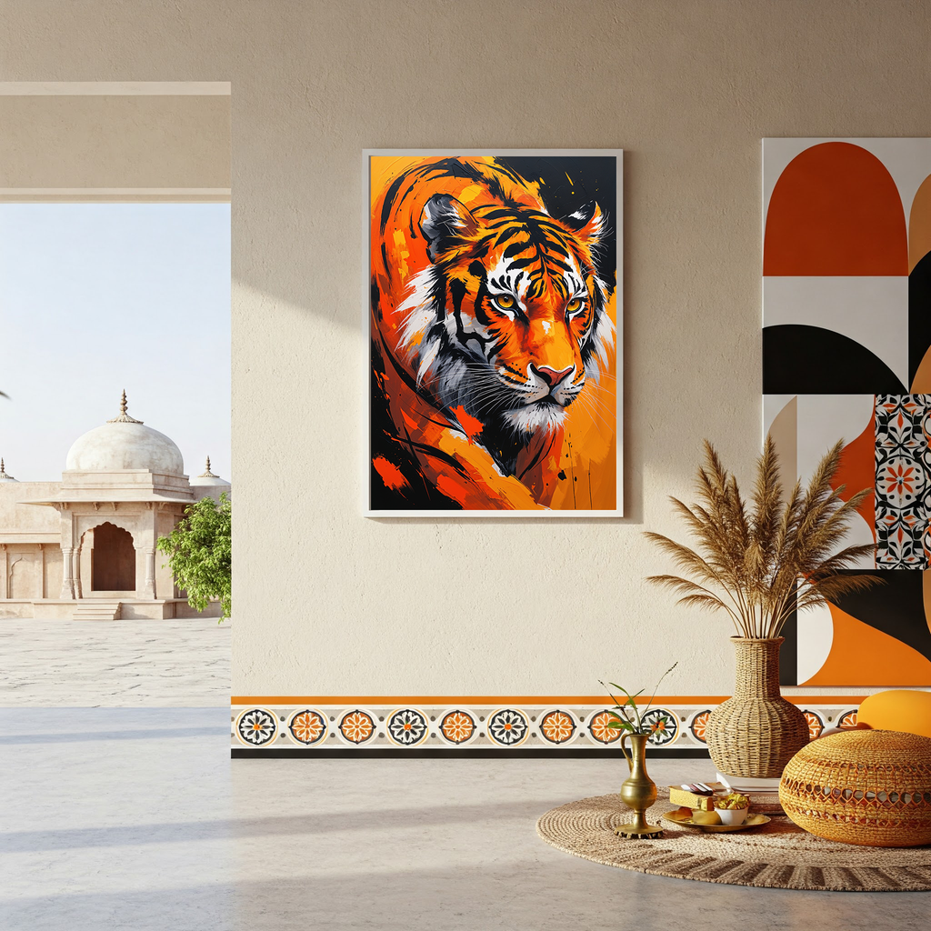 Abstract Tiger Portrait Wall Art Print | Digital Download