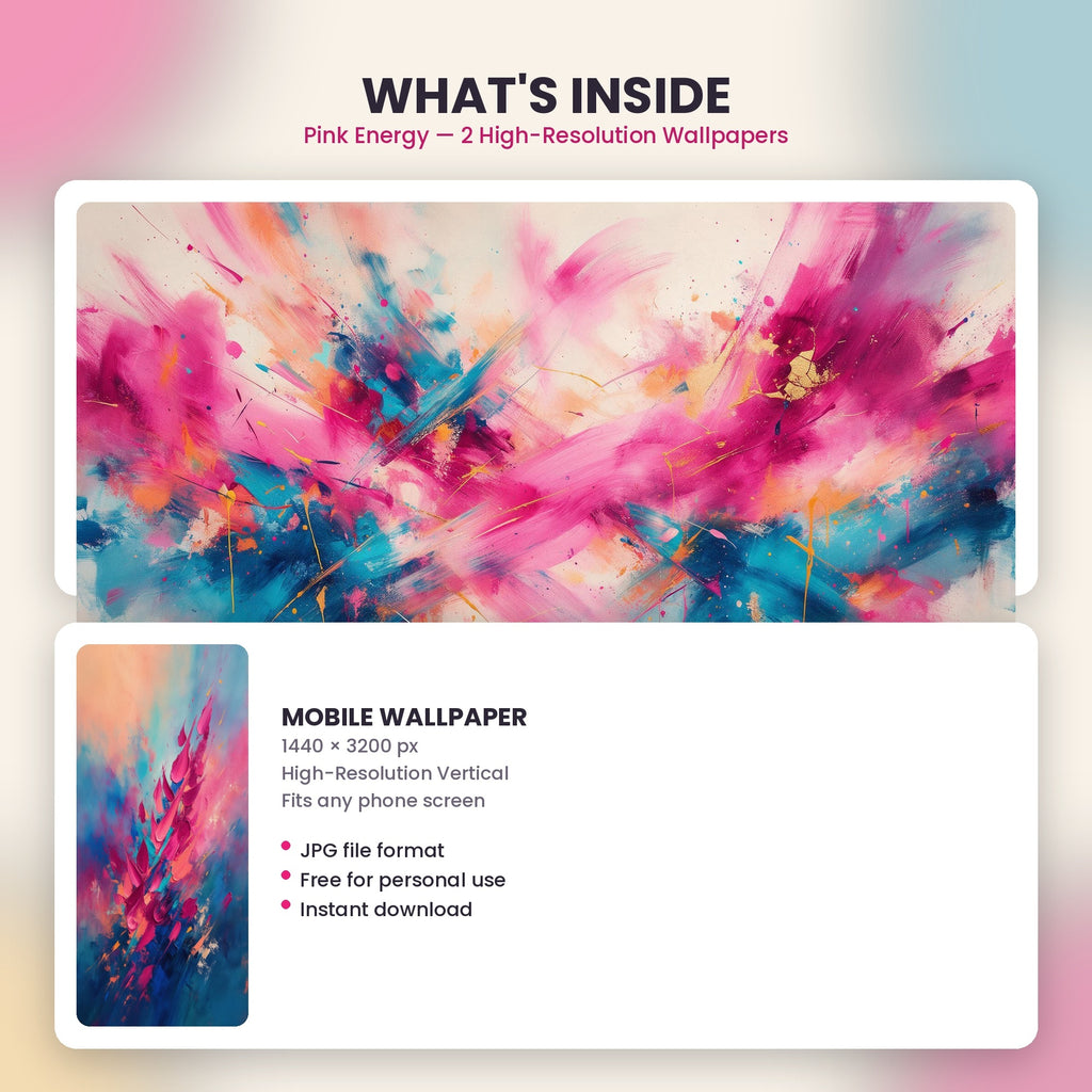 Pink Energy vibrant pink abstract digital wallpaper preview
