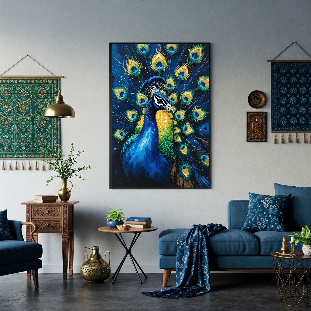 Abstract Peacock Portrait Wall Art Print | Digital Download