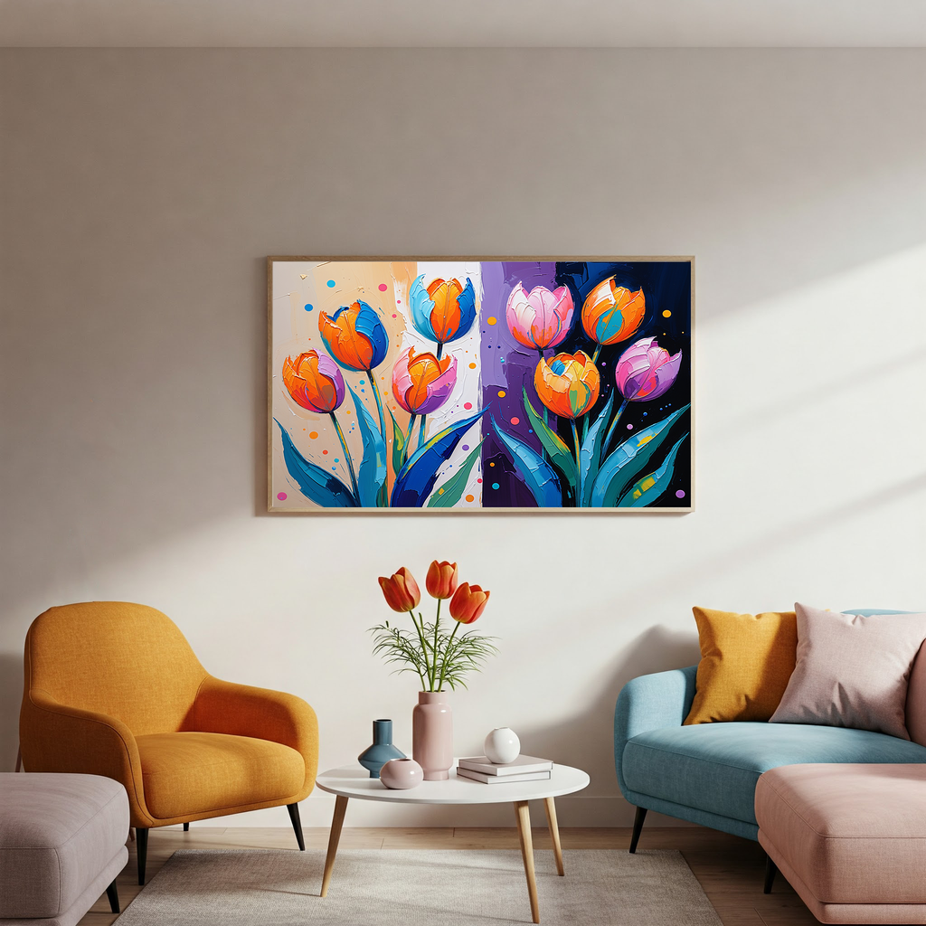 Vivid Impasto Oil Painting Tulip Art — alternate product preview