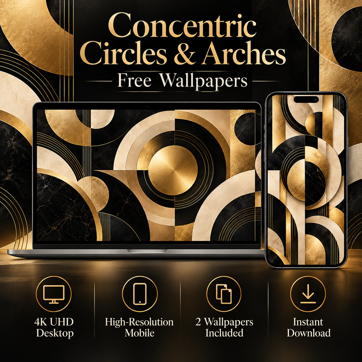 Concentric Circles & Arches – Free 4K Wallpaper | Digital Download