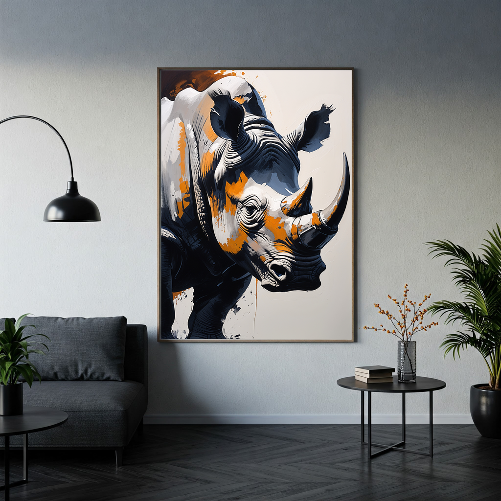Abstract Rhino Portrait Wall Art | Digital Download