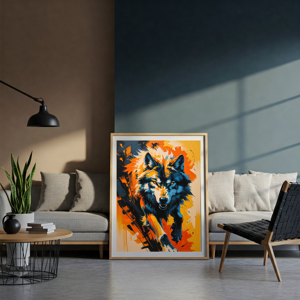 Abstract Wolf Portrait Wall Art Print | Digital Download