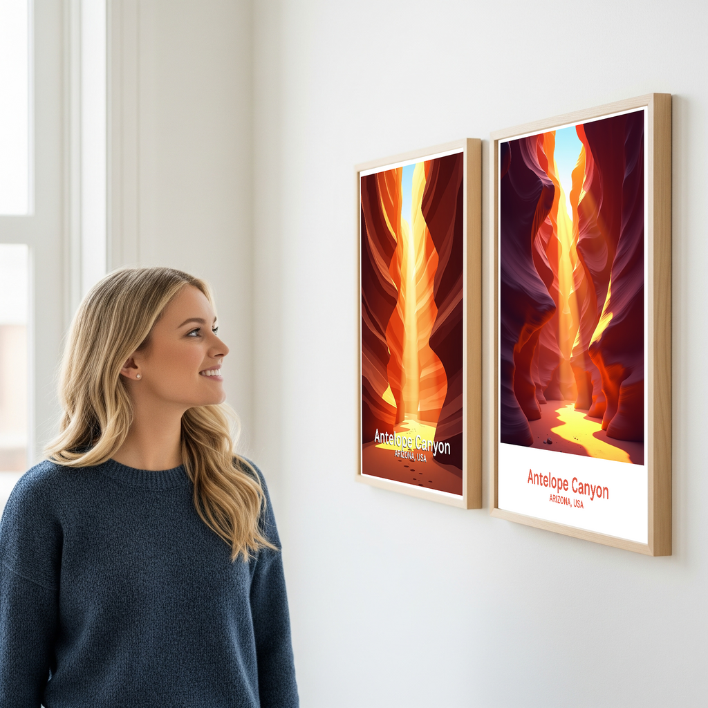 Digital art of Antelope Canyon by Reflectionare, showcasing the canyon's stunning rock formations and vibrant natural colors.