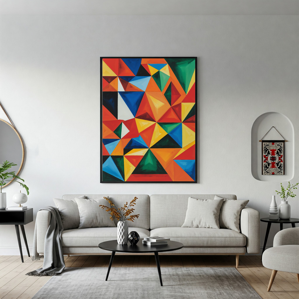 Abstract Geometric Triangle Art Print | Colorful Modern Decor