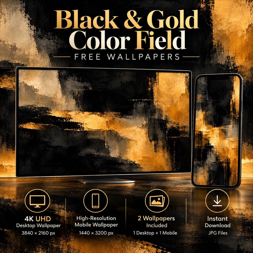 Black & Gold Color Field – Free 4K Wallpaper | Digital Download