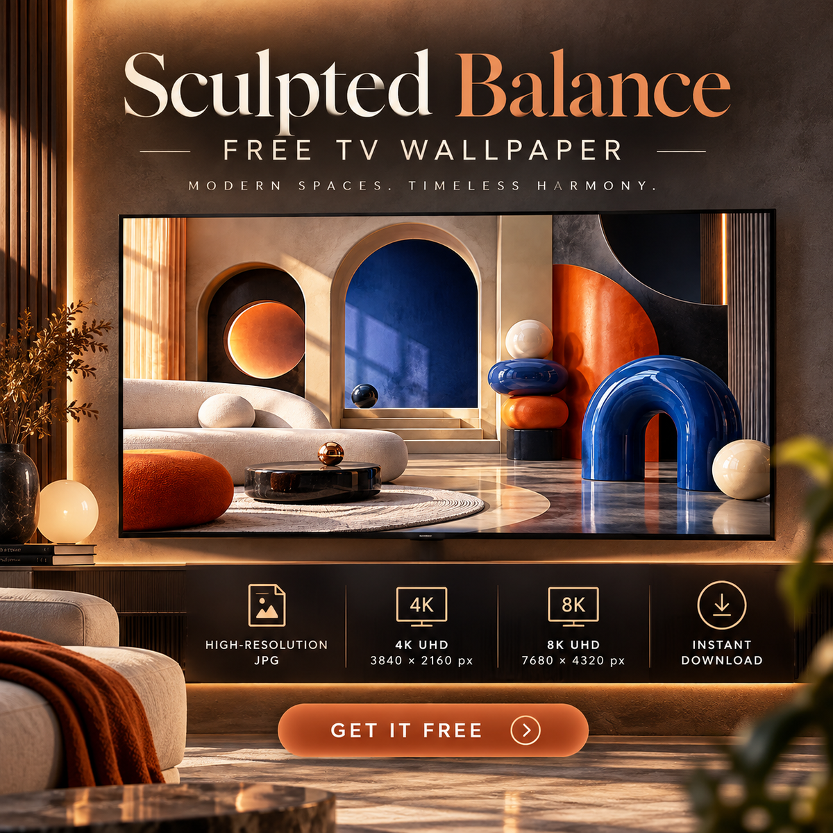 Sculpted Balance – Free 4K & 8K TV Wallpaper