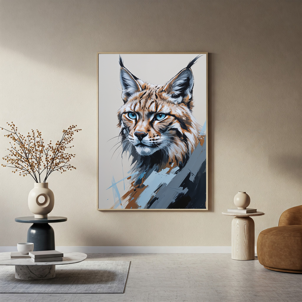 Abstract Lynx Portrait Wall Art | Digital Download
