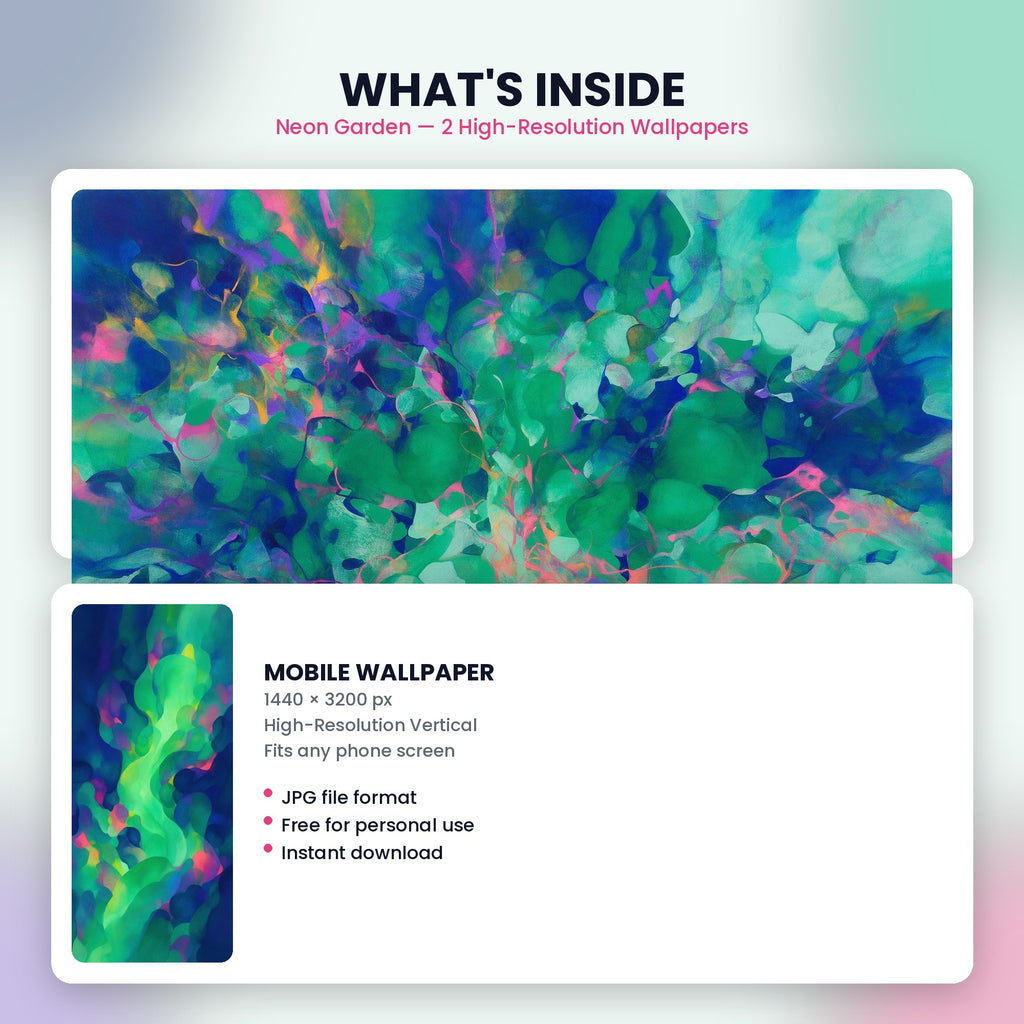 Neon Garden vibrant botanical abstract digital background preview