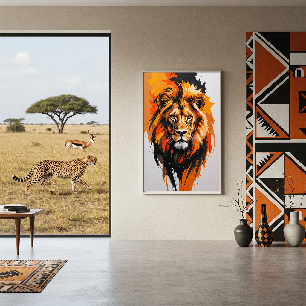 Abstract Lion Face Wall Art | Digital Download