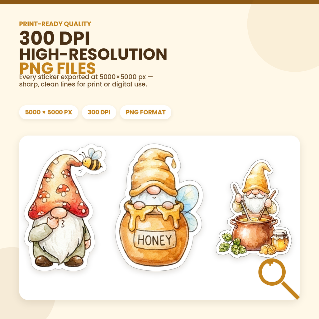 Honey Gnome Stickers Printable Cute PNG — alternate product preview