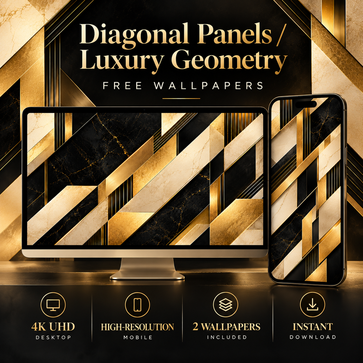 Diagonal Panels - Luxury Geometry | Free Digital Download