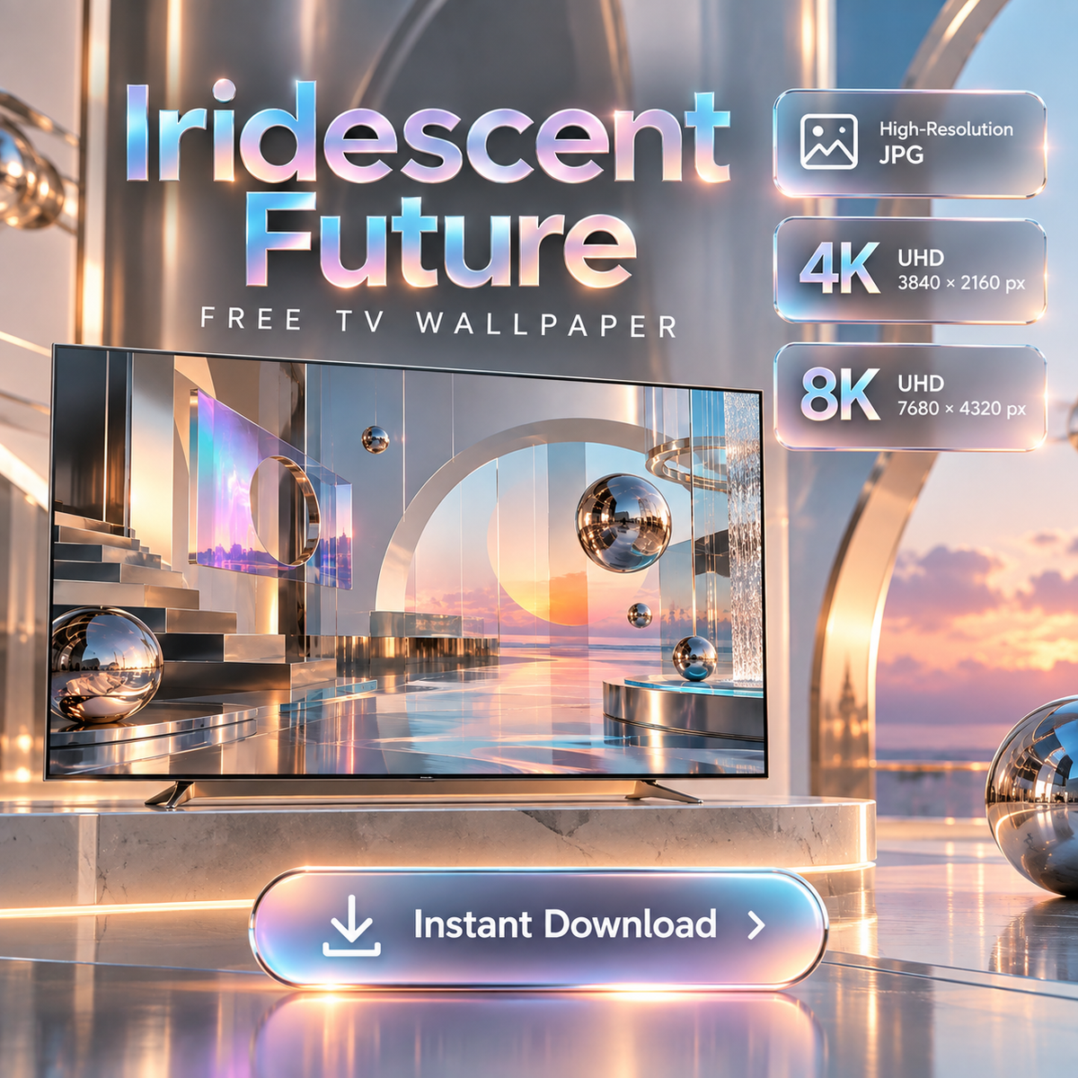 Iridescent Future – Free 4K & 8K TV Wallpaper