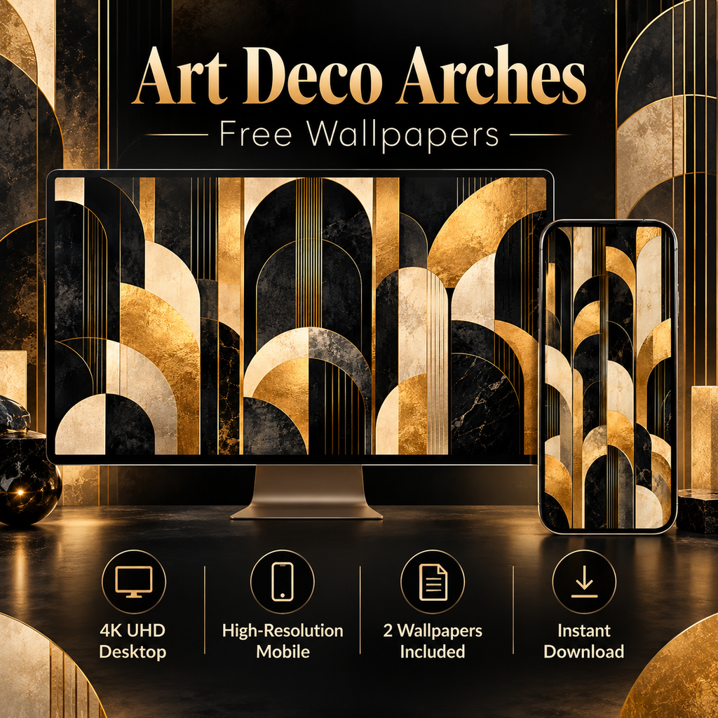 Art Deco Arches – Free 4K Wallpaper | Digital Download