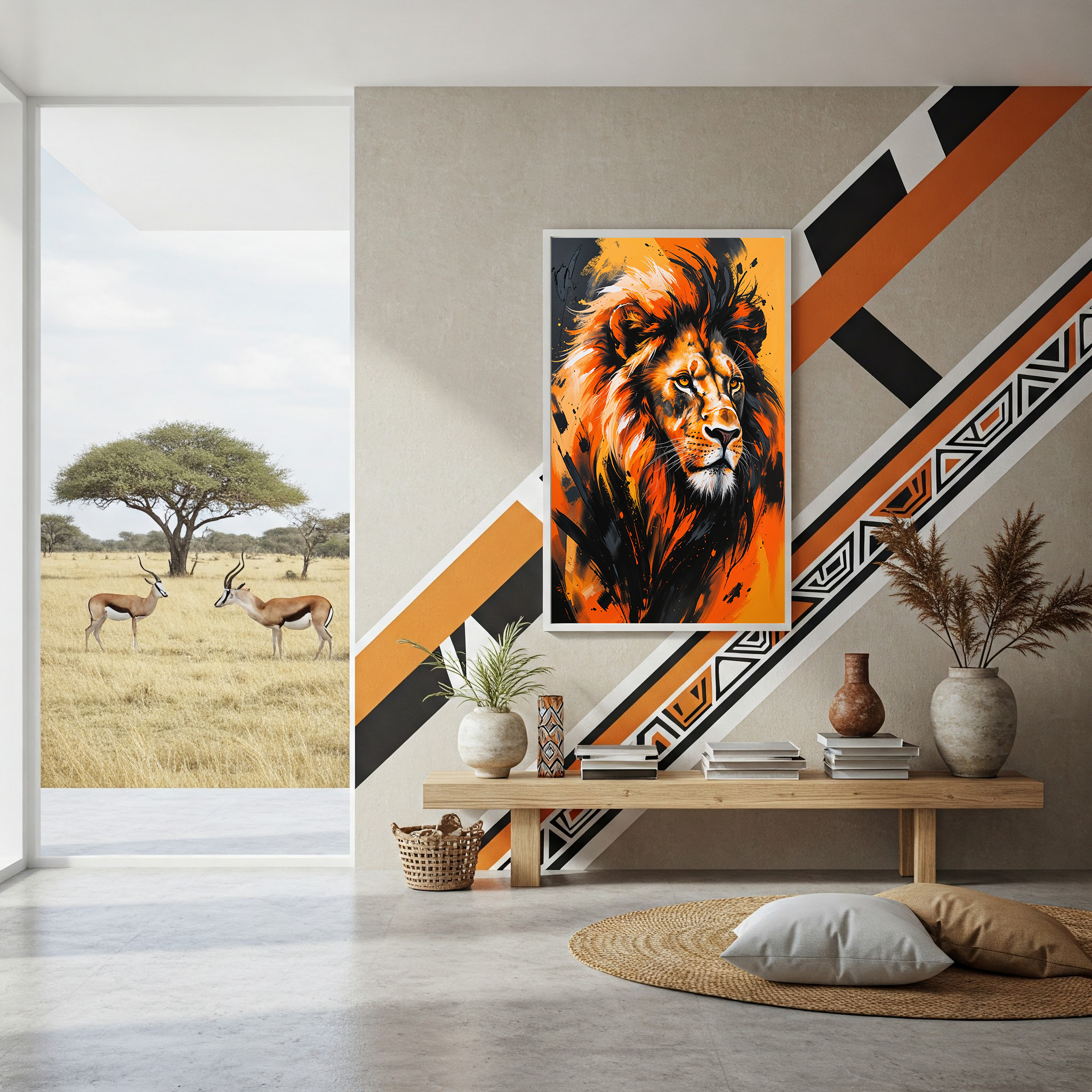 Abstract Lion Portrait Wall Art | Digital Download