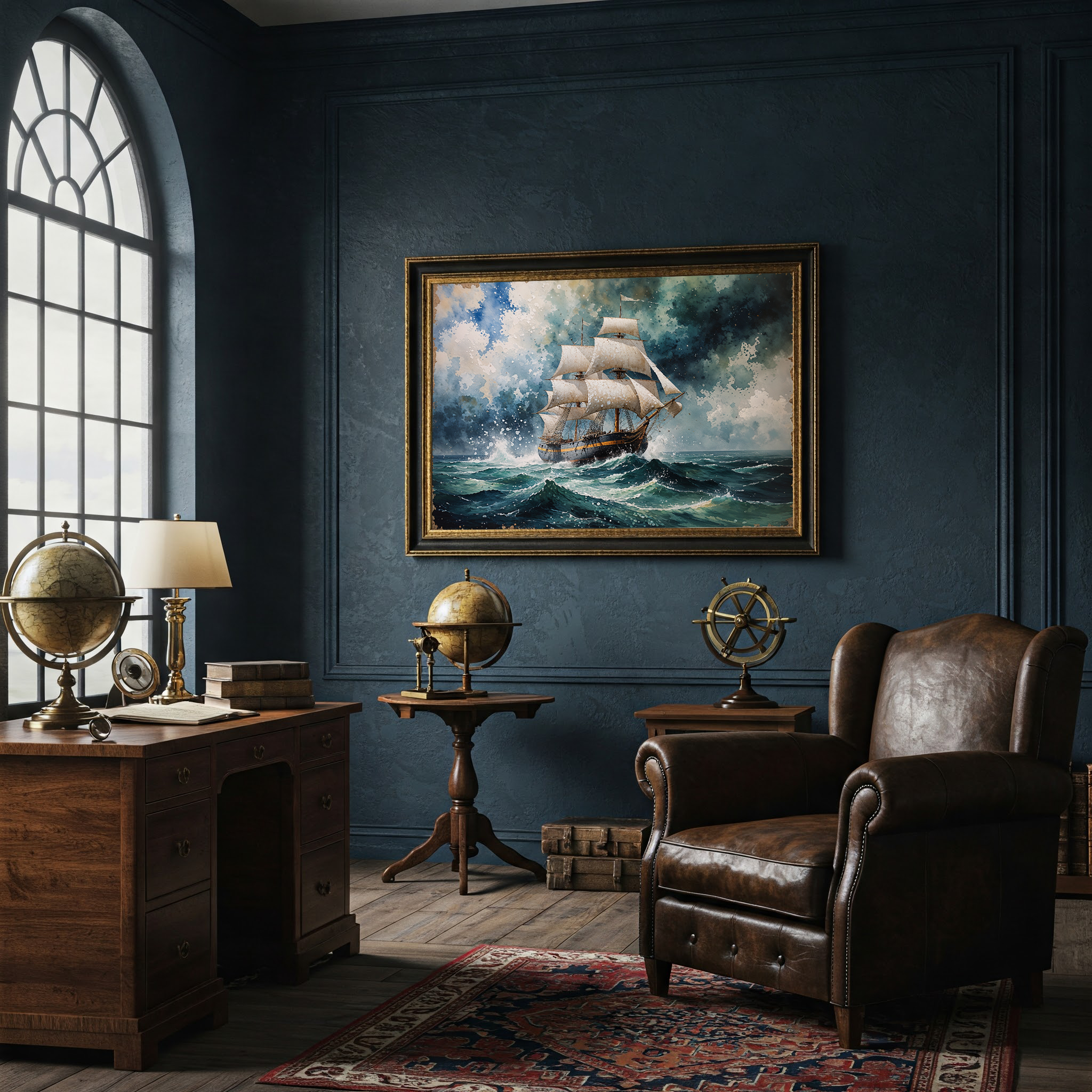 Vintage Tall Ship Sea Storm Painting | Digital Download