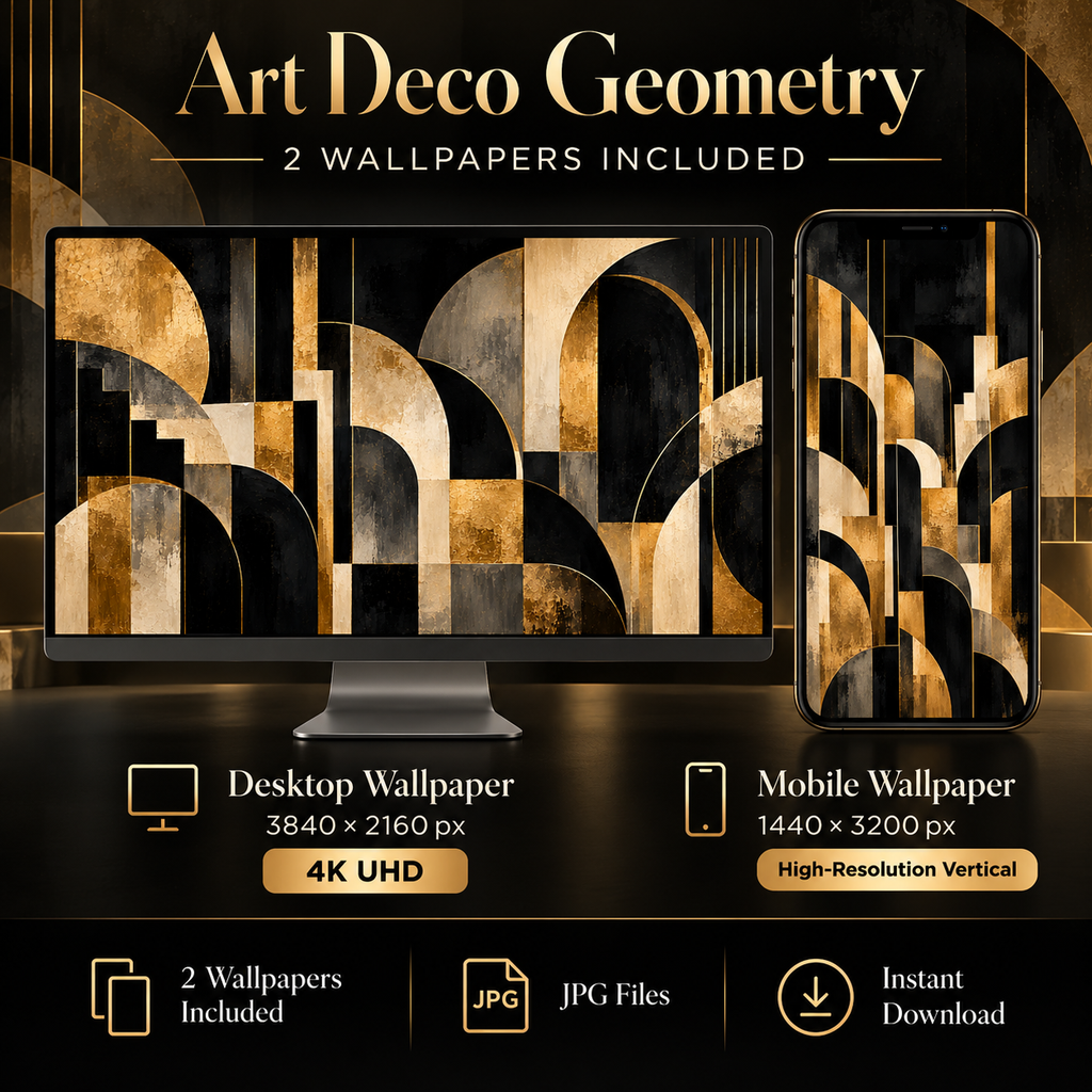 Art Deco Geometry – Free 4K Wallpaper | Digital Download