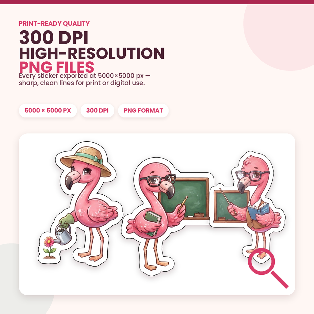 Fantastic Flamingo Stickers Printable Cute PNG — alternate product preview