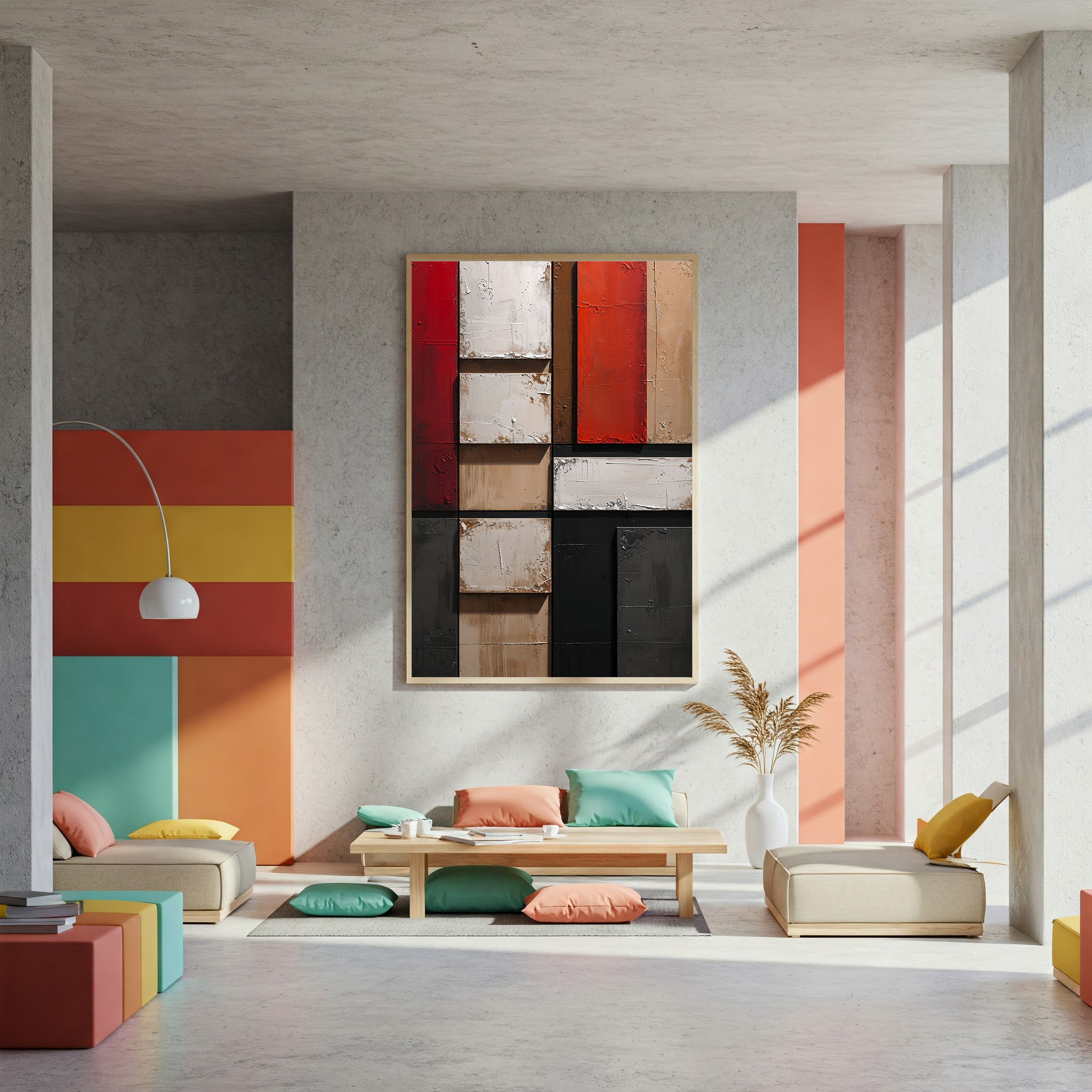 Abstract Geometric Panels Textured Wall Art | Digital Download