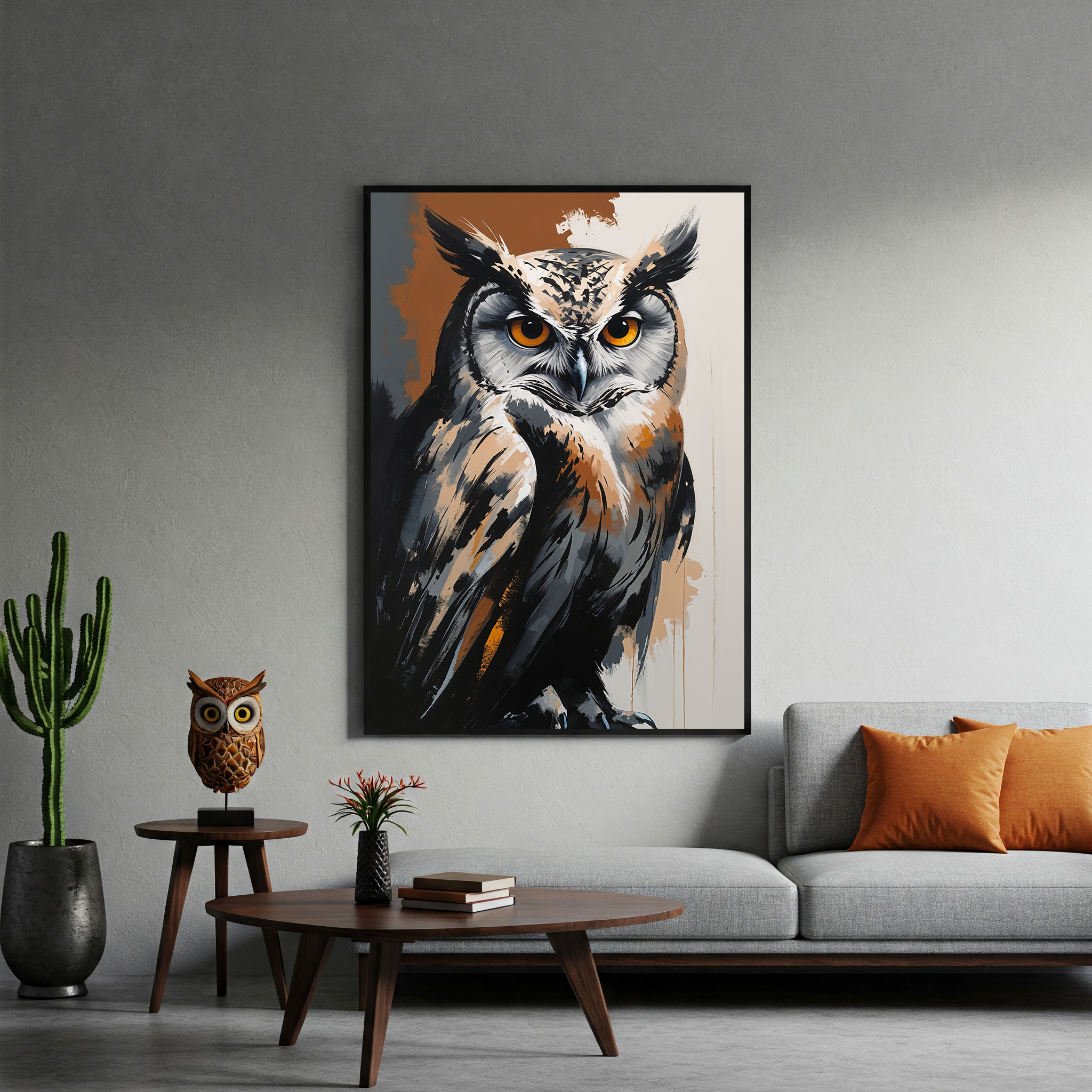Abstract Owl Portrait Wall Art Print | Digital Download